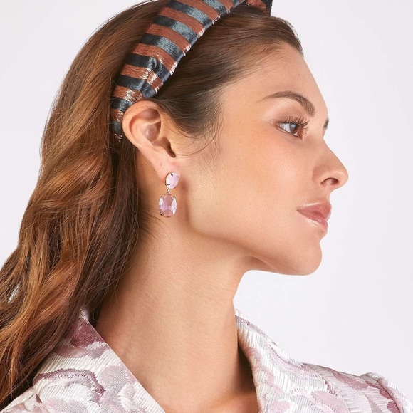 $168 Lele Sadoughi LAVENDER BLOSSOM CRYSTAL DROP EARRINGS - Picture 6 of 10